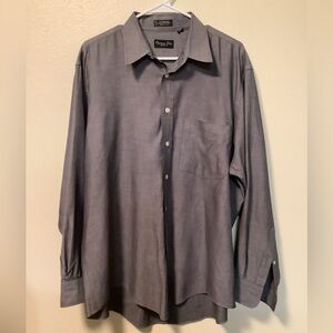 Christian Dior Monsieur mens gray button up 1pocket shirt 60% cotton blend shirt